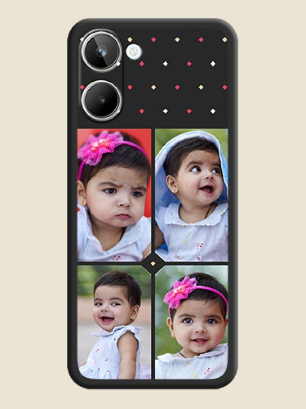Custom Multicolor Dotted Pattern with 4 Image Holder on Space Black Custom Soft Matte Phone Cases - Realme 10