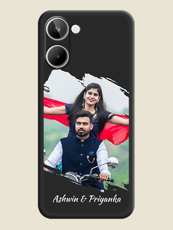 Custom Grunge Brush Strokes on Photo on Space Black Soft Matte Back Cover - Realme 10