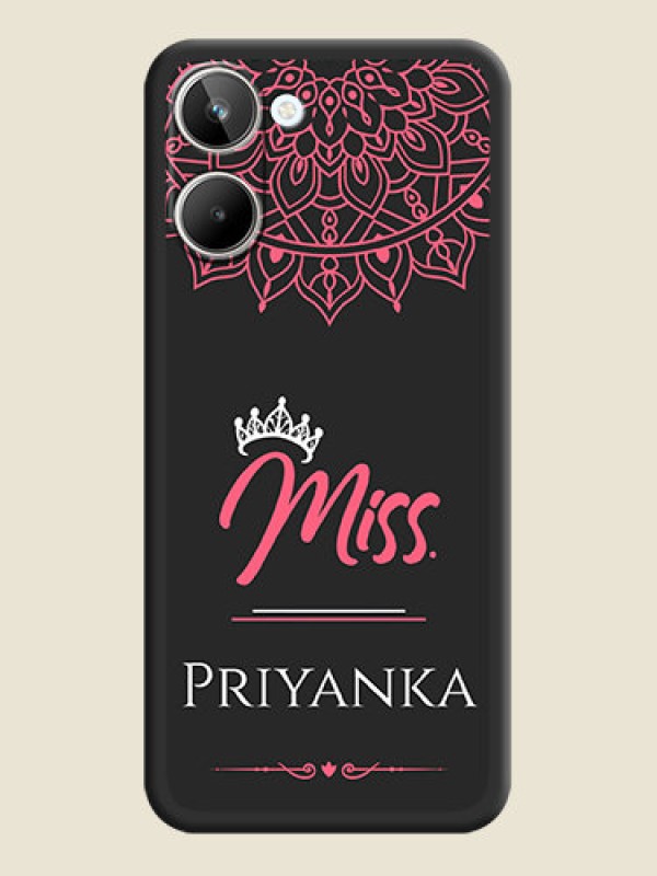 Custom Mrs Name with Floral Design on Space Black Personalized Soft Matte Phone Covers - Realme 10