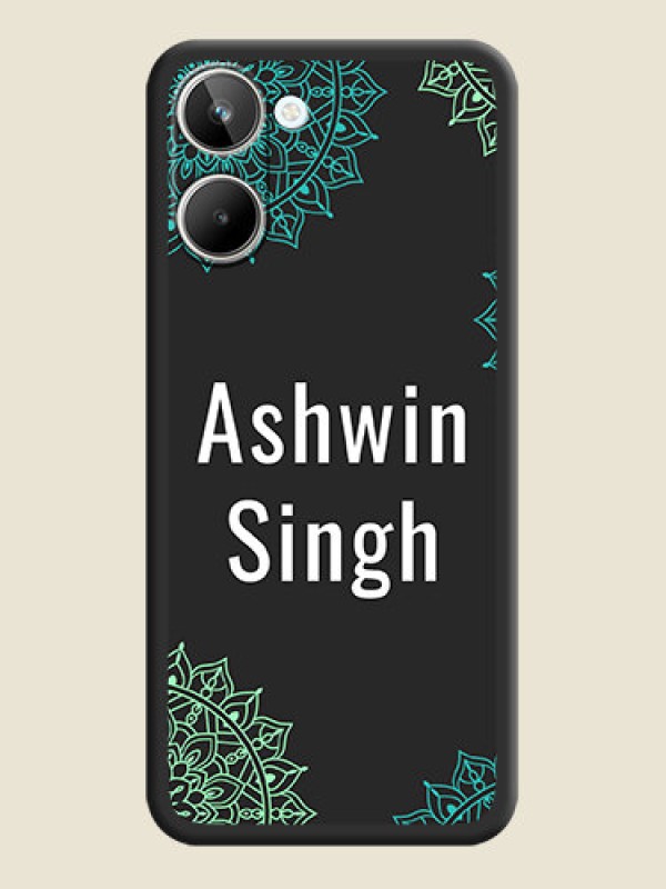 Custom Your Name with Floral Design on Space Black Custom Soft Matte Back Cover - Realme 10