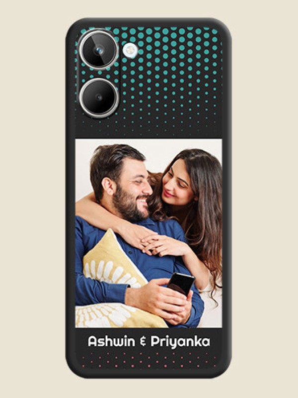 Custom Faded Dots with Grunge Photo Frame and Text on Space Black Custom Soft Matte Phone Cases - Realme 10
