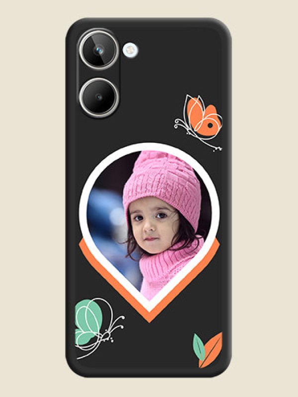 Custom Upload Pic With Simple Butterly Design On Space Black Personalized Soft Matte Phone Covers -Realme 10
