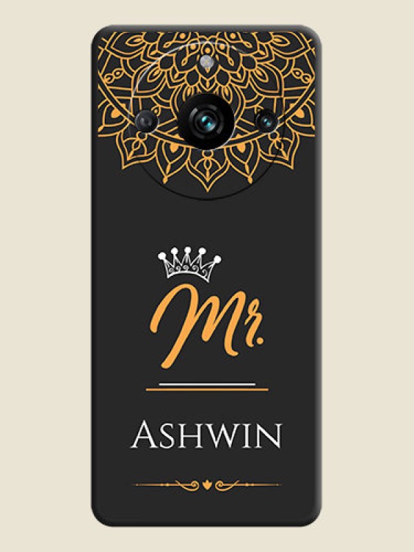 Custom Mr Name with Floral Design on Personalised Space Black Soft Matte Cases - Realme 11 Pro 5G