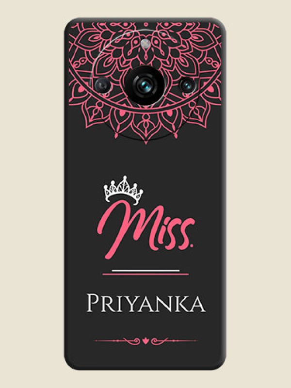 Custom Mrs Name with Floral Design on Space Black Personalized Soft Matte Phone Covers - Realme 11 Pro 5G