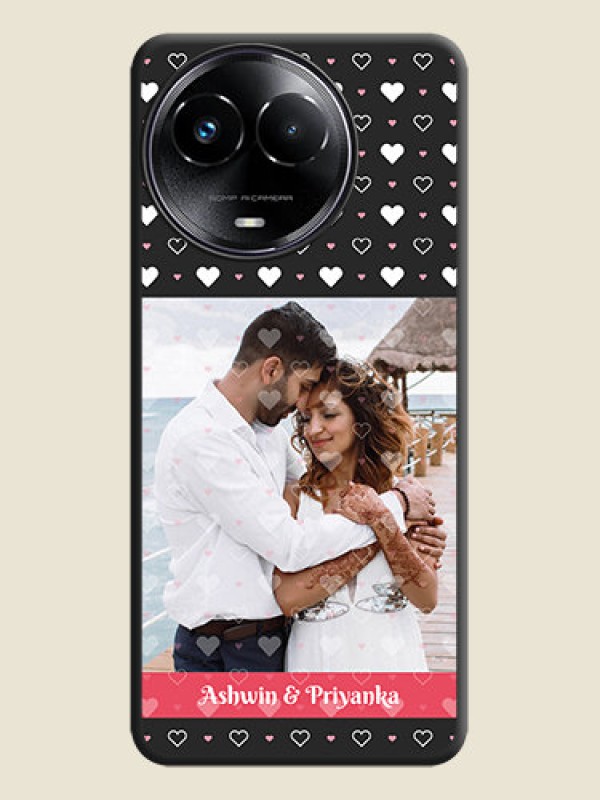 Custom White Color Love Symbols with Text Design on Photo On Space Black Custom Soft Matte Mobile Back Cover - Realme 11X 5G