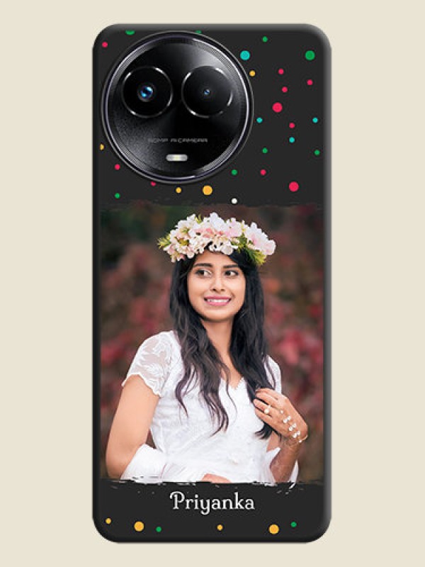 Custom Multicolor Dotted Pattern with Text  On Space Black Custom Soft Matte Mobile Back Cover - Realme 11X 5G