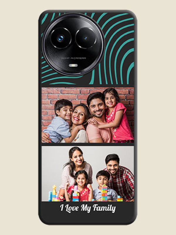 Custom Wave Pattern with 2 Image Holder On Space Black Custom Soft Matte Mobile Back Cover - Realme 11X 5G