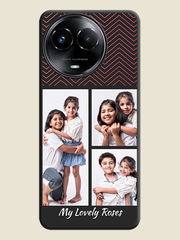 Custom Wave Pattern with 3 Image Holder On Space Black Custom Soft Matte Mobile Back Cover - Realme 11X 5G