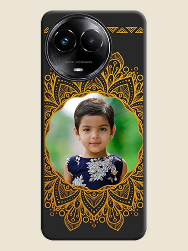 Custom Round Image with Floral Design On Space Black Custom Soft Matte Mobile Back Cover - Realme 11X 5G