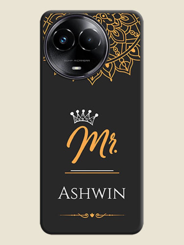 Custom Mr Name with Floral Design On Space Black Custom Soft Matte Mobile Back Cover - Realme 11X 5G