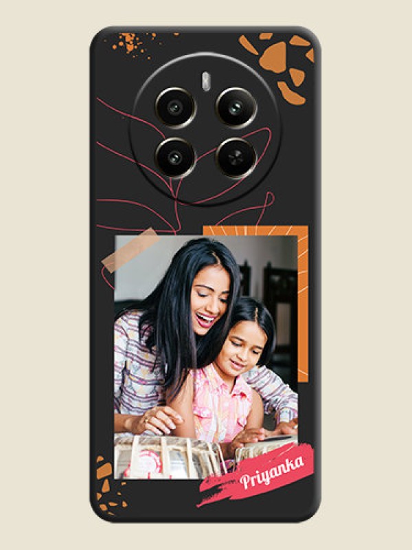 Custom Orange Photo Frame on Space Black Custom Soft Matte Phone Back Cover - Realme 12 Plus 5G