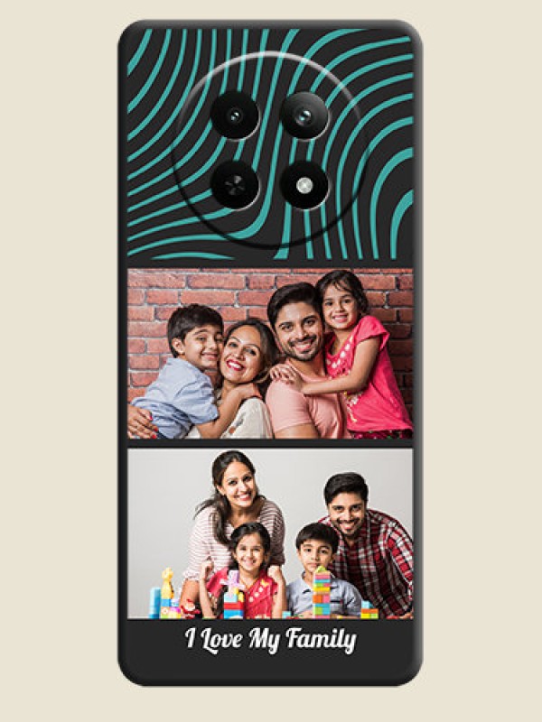 Custom Wave Pattern with 2 Image Holder on Space Black Personalized Soft Matte Phone Covers - Realme 12X 5G