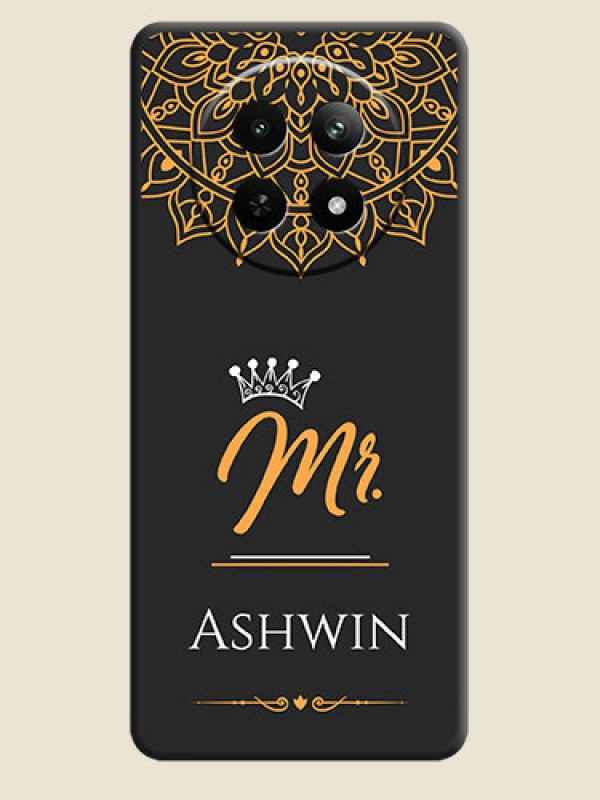 Custom Mr Name with Floral Design on Personalised Space Black Soft Matte Cases - Realme 12X 5G