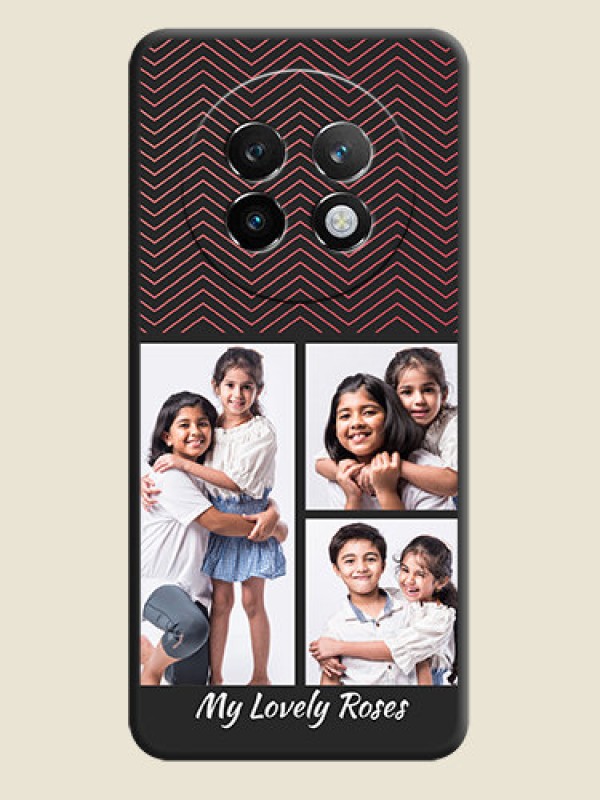 Custom Wave Pattern with 3 Image Holder On Space Black Custom Soft Matte Mobile Back Cover - Realme 13 Plus 5G
