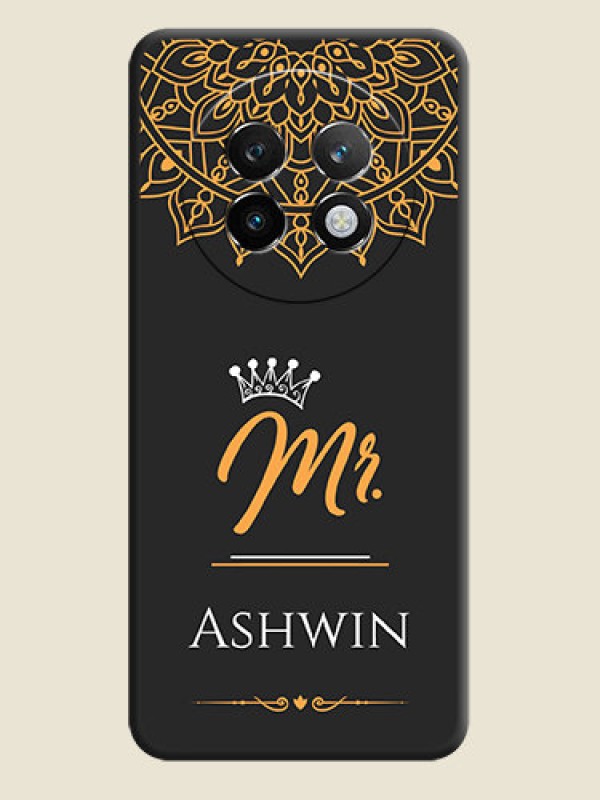 Custom Mr Name with Floral Design On Space Black Custom Soft Matte Mobile Back Cover - Realme 13 Plus 5G