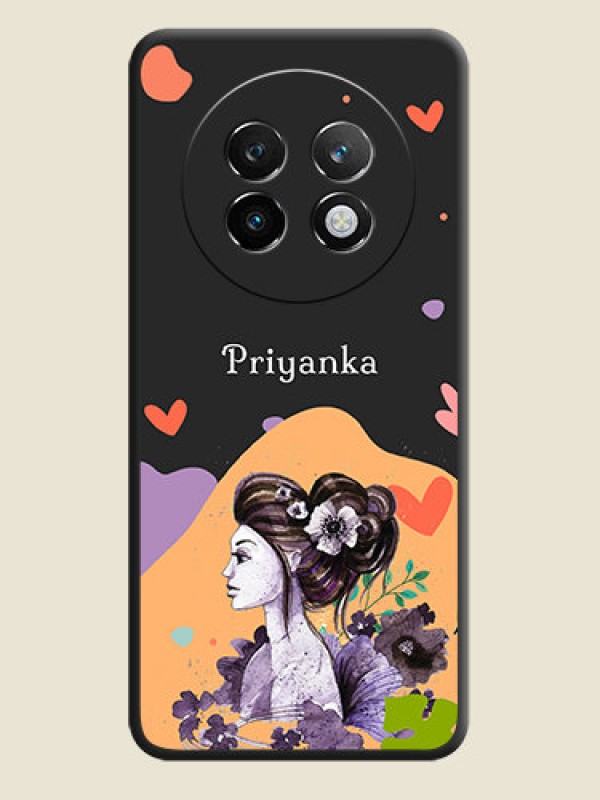 Custom Namecase For Her With Fancy Lady Image On Space Black Custom Soft Matte Mobile Back Cover - Realme 13 Plus 5G