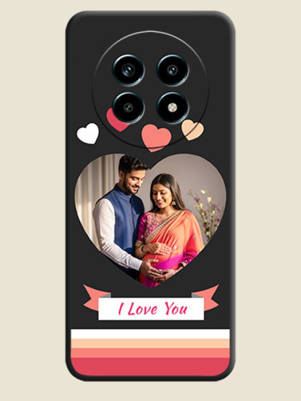 Custom Love Shaped Photo with Colorful Stripes On Space Black Custom Soft Matte Mobile Back Cover - Realme 13 Pro 5G