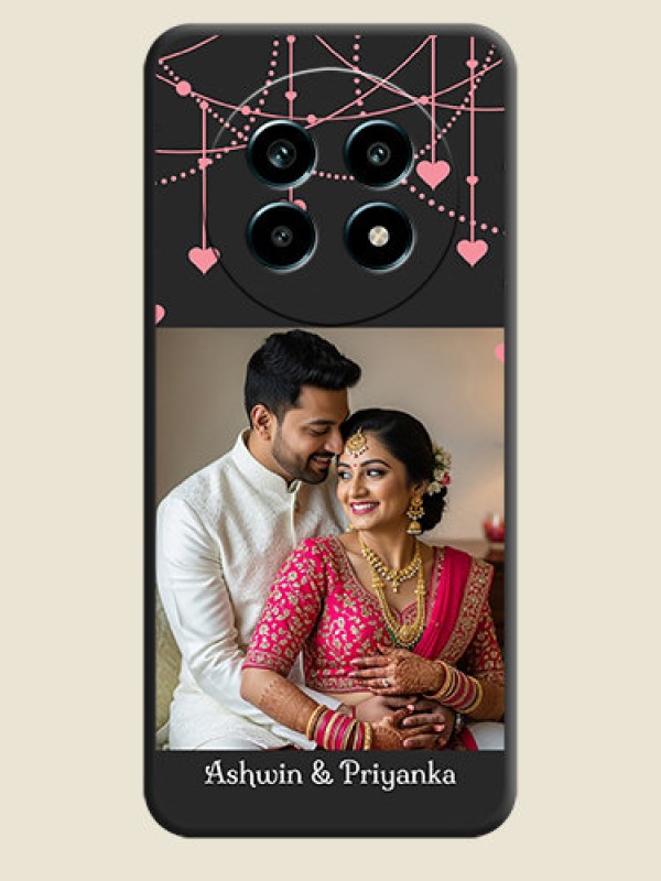 Custom Pink Love Hangings with Text On Space Black Custom Soft Matte Mobile Back Cover - Realme 13 Pro 5G