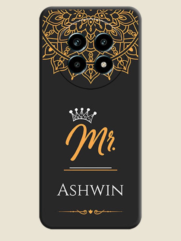 Custom Mr Name with Floral Design On Space Black Custom Soft Matte Mobile Back Cover - Realme 13 Pro 5G