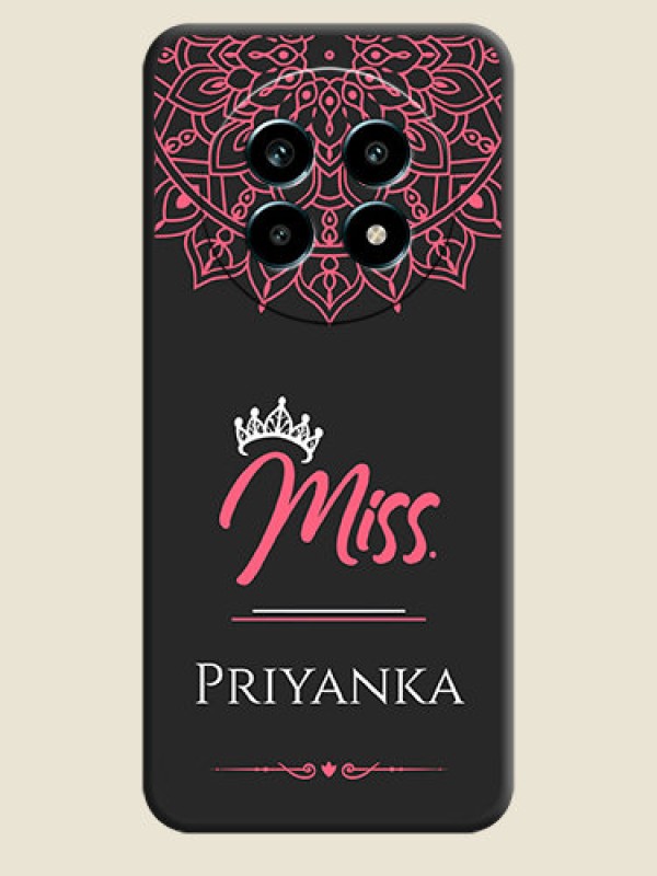 Custom Mrs Name with Floral Design On Space Black Custom Soft Matte Mobile Back Cover - Realme 13 Pro 5G