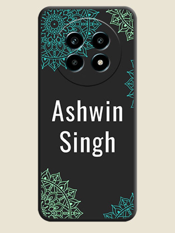 Custom Your Name with Floral Design On Space Black Custom Soft Matte Mobile Back Cover - Realme 13 Pro 5G