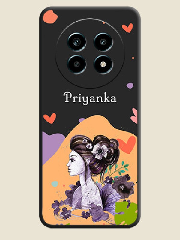 Custom Namecase For Her With Fancy Lady Image On Space Black Custom Soft Matte Mobile Back Cover - Realme 13 Pro 5G