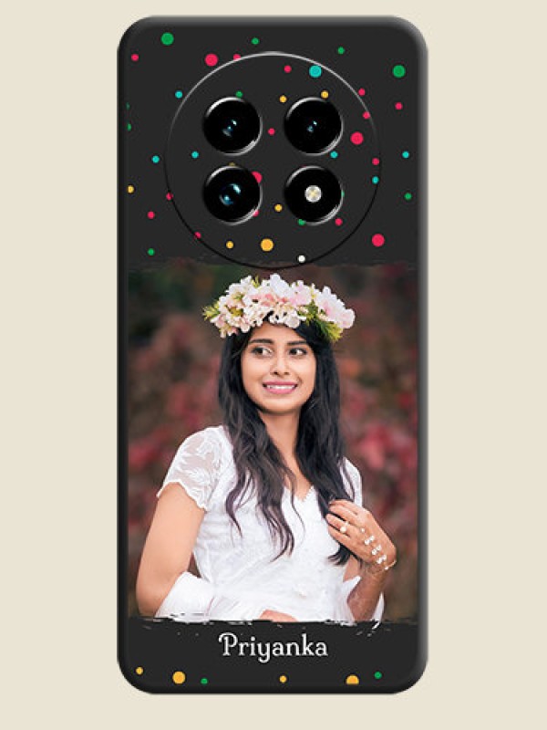 Custom Multicolor Dotted Pattern with Text On Space Black Custom Soft Matte Mobile Back Cover - Realme 13 Pro Plus 5G