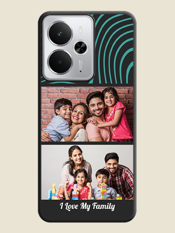 Custom Wave Pattern with 2 Image Holder On Space Black Custom Soft Matte Mobile Back Cover - Realme 14 5G