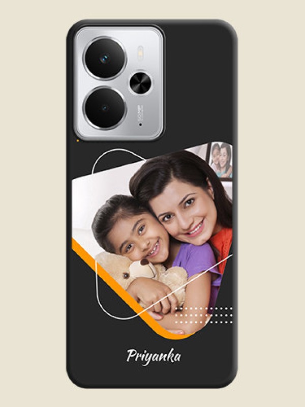 Custom Yellow Triangle on Photo On Space Black Custom Soft Matte Mobile Back Cover - Realme 14 5G