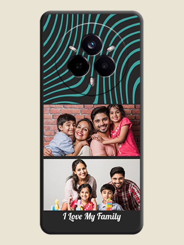 Custom Wave Pattern with 2 Image Holder On Space Black Custom Soft Matte Mobile Back Cover - Realme 14 Pro 5G