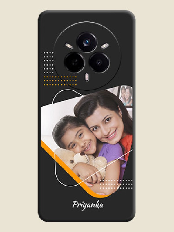 Custom Yellow Triangle on Photo On Space Black Custom Soft Matte Mobile Back Cover - Realme 14 Pro 5G