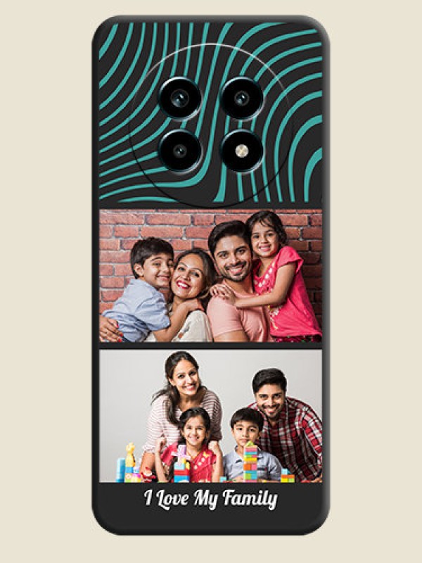 Custom Wave Pattern with 2 Image Holder On Space Black Custom Soft Matte Mobile Back Cover - Realme 14 Pro Lite 5G