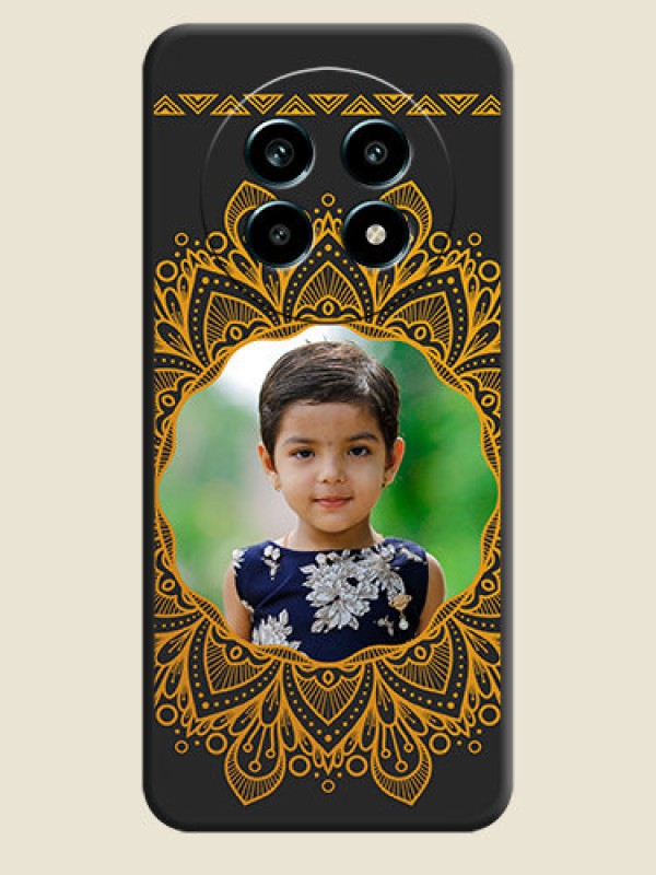 Custom Round Image with Floral Design On Space Black Custom Soft Matte Mobile Back Cover - Realme 14 Pro Lite 5G