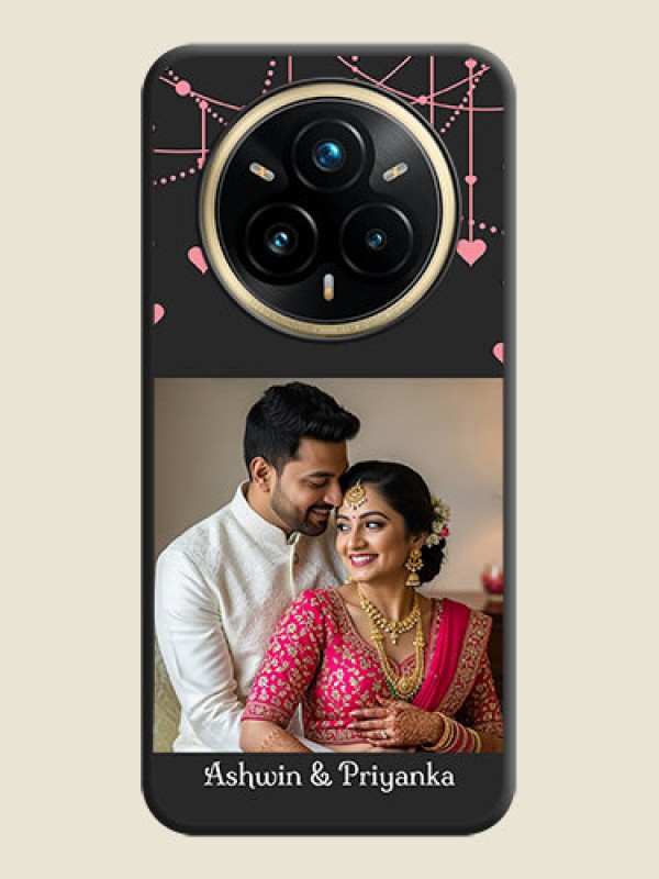 Custom Pink Love Hangings with Text On Space Black Custom Soft Matte Mobile Back Cover - Realme 14 Pro Plus 5G