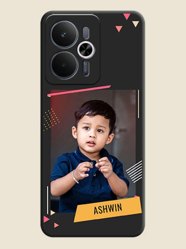 Custom Photo Frame with Triangle Small Dots on Photo On Space Black Custom Soft Matte Mobile Back Cover - Realme 14T 5G