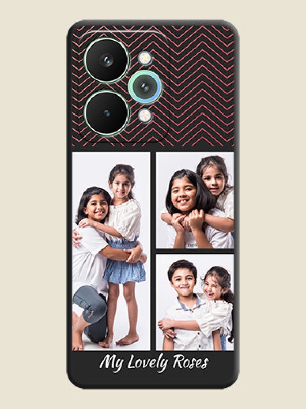 Custom Wave Pattern with 3 Image Holder On Space Black Custom Soft Matte Mobile Back Cover - Realme 15 5G