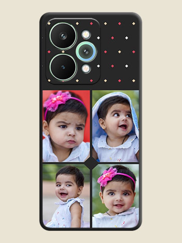 Custom Multicolor Dotted Pattern with 4 Image Holder On Space Black Custom Soft Matte Mobile Back Cover - Realme 15 Pro 5G