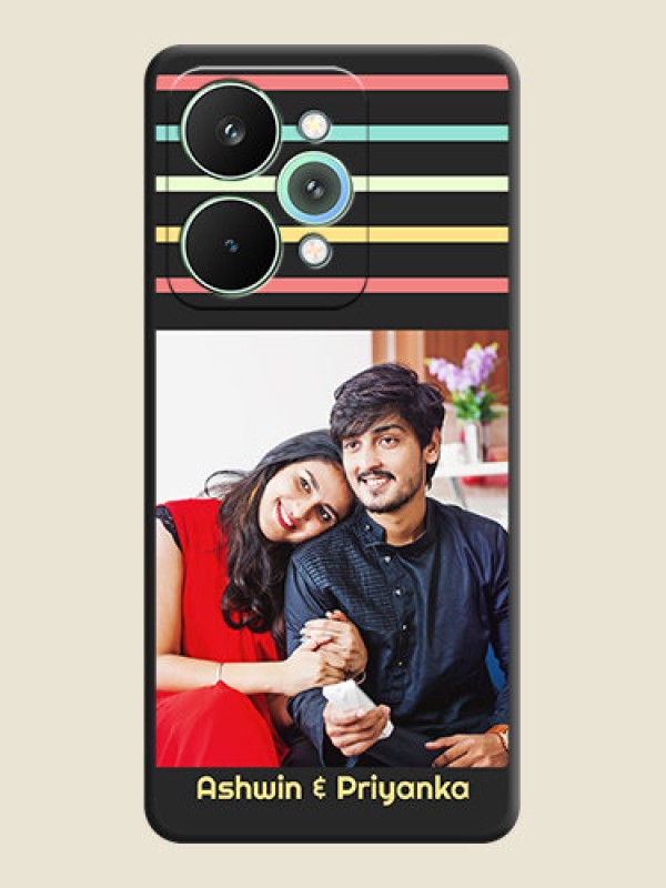 Custom Color Stripes with Photo and Text on Photo On Space Black Custom Soft Matte Mobile Back Cover - Realme 15 Pro 5G