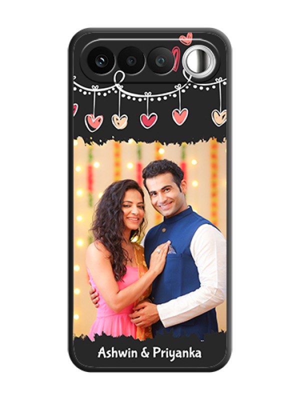 Custom Pink Love Hangings with Name On Space Black Custom Soft Matte Mobile Back Cover - Realme 16 5G