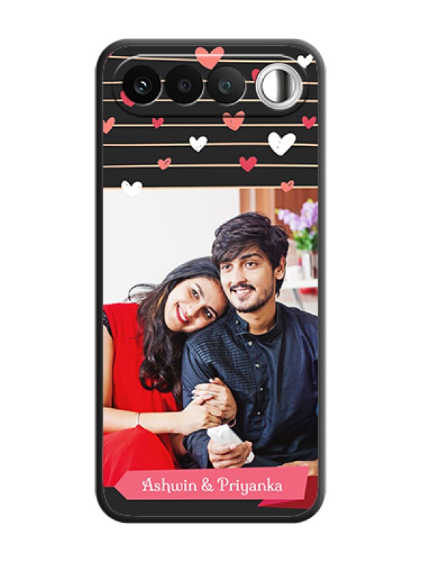 Custom Love Pattern with Name on Pink Ribbon on Photo On Space Black Custom Soft Matte Mobile Back Cover - Realme 16 5G