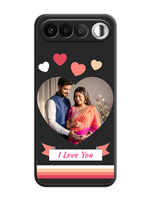 Custom Love Shaped Photo with Colorful Stripes On Space Black Custom Soft Matte Mobile Back Cover - Realme 16 5G