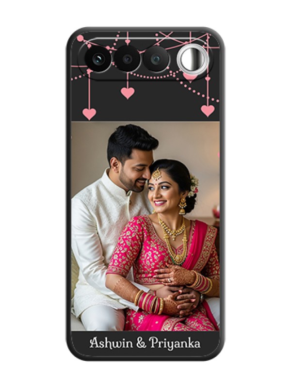 Custom Pink Love Hangings with Text On Space Black Custom Soft Matte Mobile Back Cover - Realme 16 5G