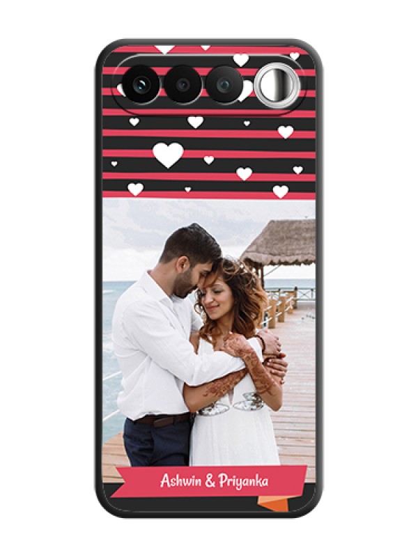 Custom White Color Love Symbols with Pink Lines Pattern On Space Black Custom Soft Matte Mobile Back Cover - Realme 16 5G
