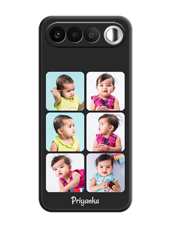 Custom Floral Art with 6 Image Holder on Photo On Space Black Custom Soft Matte Mobile Back Cover - Realme 16 5G