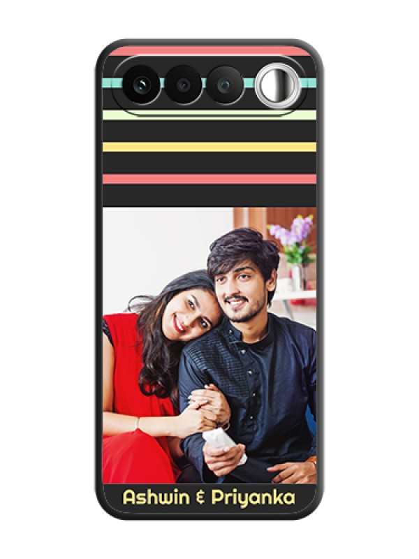 Custom Color Stripes with Photo and Text on Photo On Space Black Custom Soft Matte Mobile Back Cover - Realme 16 5G