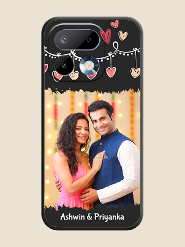 Custom Pink Love Hangings with Name On Space Black Custom Soft Matte Mobile Back Cover - Realme 16 Pro 5G