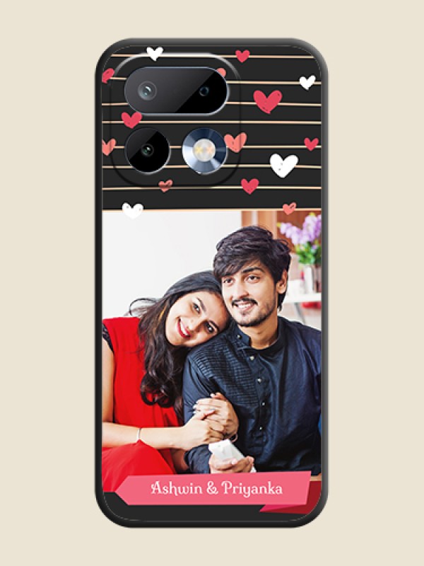 Custom Love Pattern with Name on Pink Ribbon on Photo On Space Black Custom Soft Matte Mobile Back Cover - Realme 16 Pro 5G