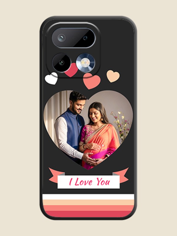 Custom Love Shaped Photo with Colorful Stripes On Space Black Custom Soft Matte Mobile Back Cover - Realme 16 Pro 5G