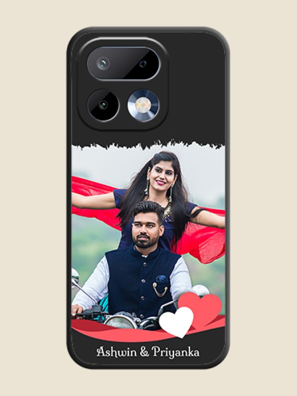 Custom Pin Color Love Shaped Ribbon Design with Text On Space Black Custom Soft Matte Mobile Back Cover - Realme 16 Pro 5G