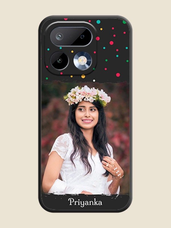 Custom Multicolor Dotted Pattern with Text On Space Black Custom Soft Matte Mobile Back Cover - Realme 16 Pro 5G